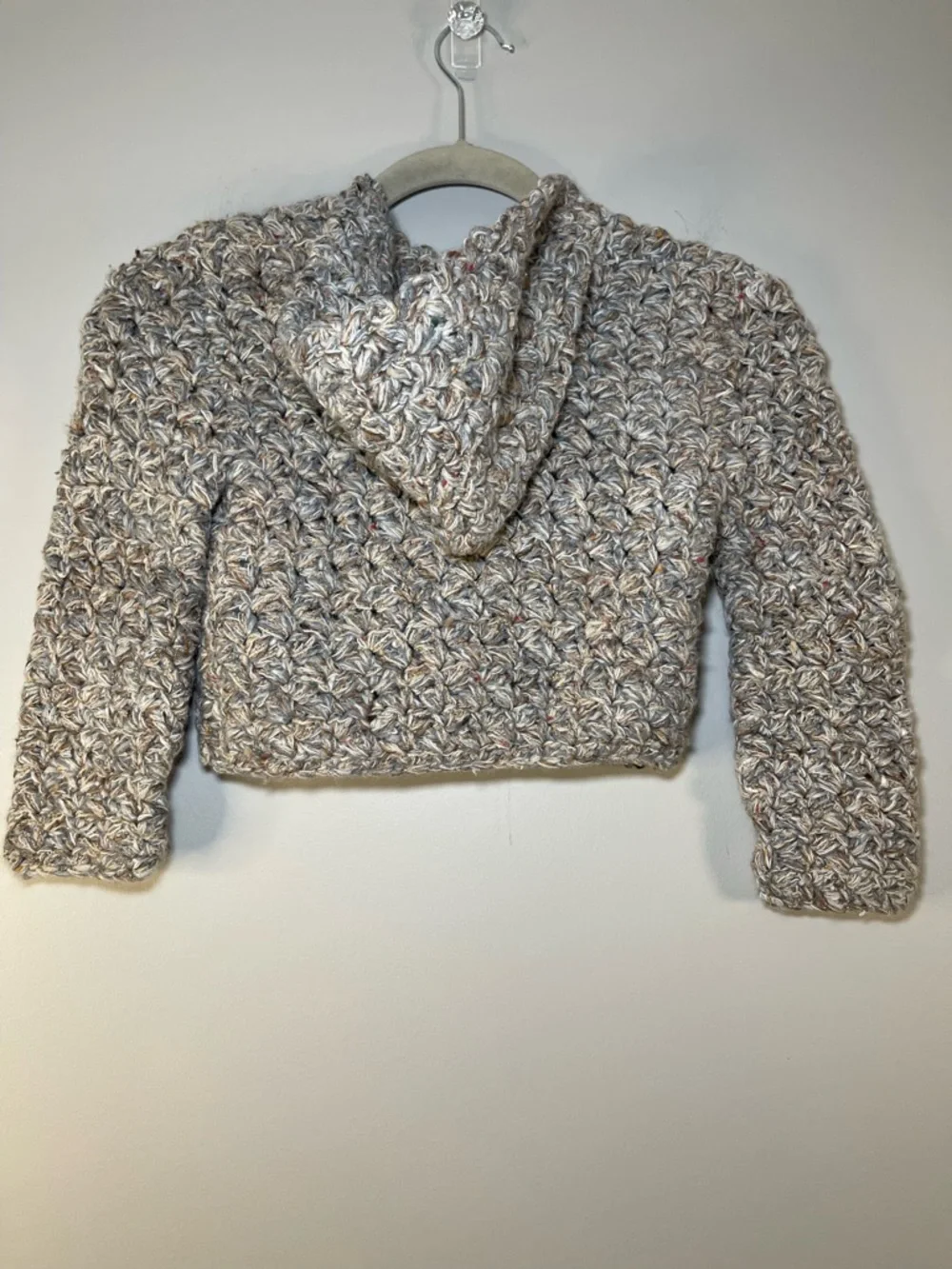 Handcrafted Cream Marled Knit Kids Jacket with Toggle Closures